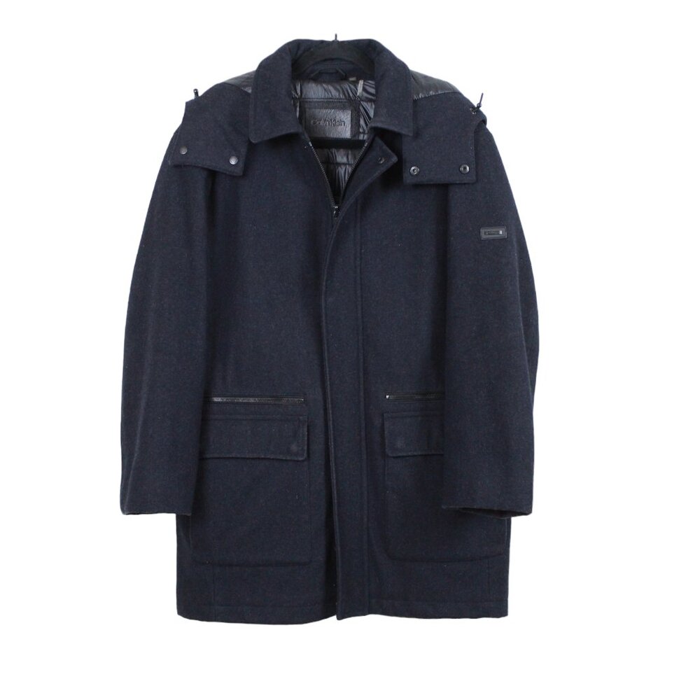 Calvin Klein Wool Blend Detachable Hood Coat